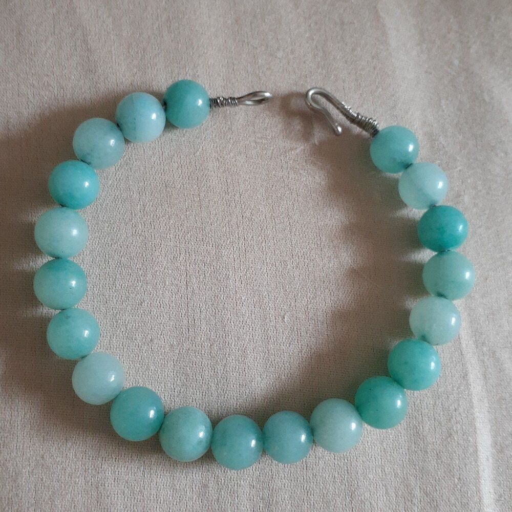 Turquoise natural gemstone stainless steel beaded bracelet bangle bracelet